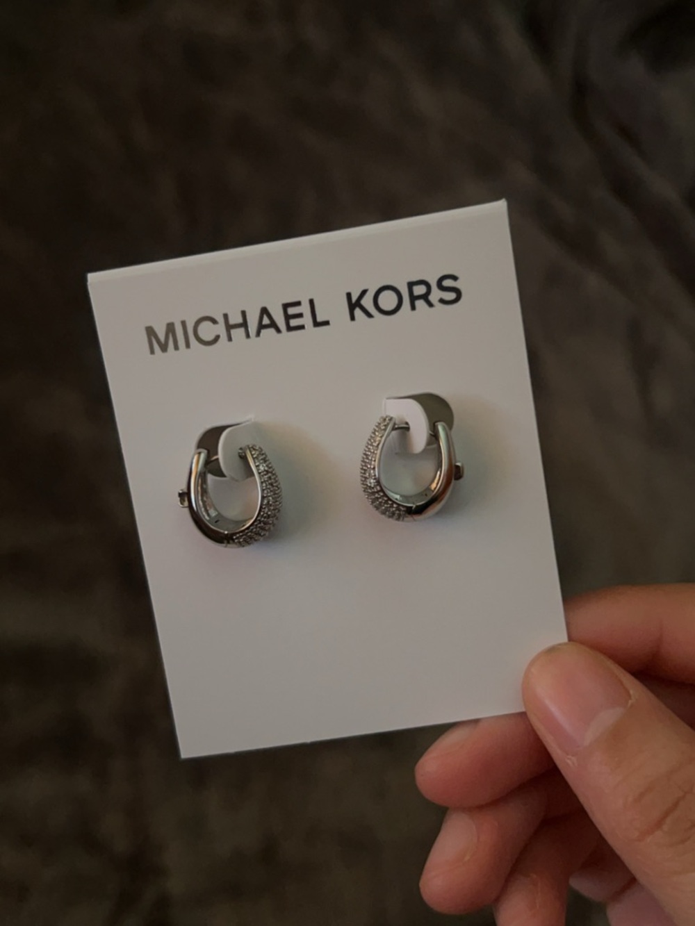Michael Kors Precious Metal-Plated Brass Pavé Teardrop Huggie Earrings